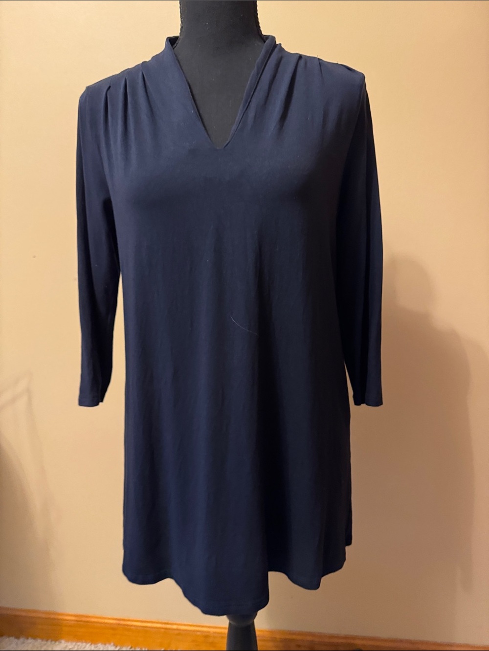 J. Jill Navy V-Neck 3/4 Sleeve Tunic